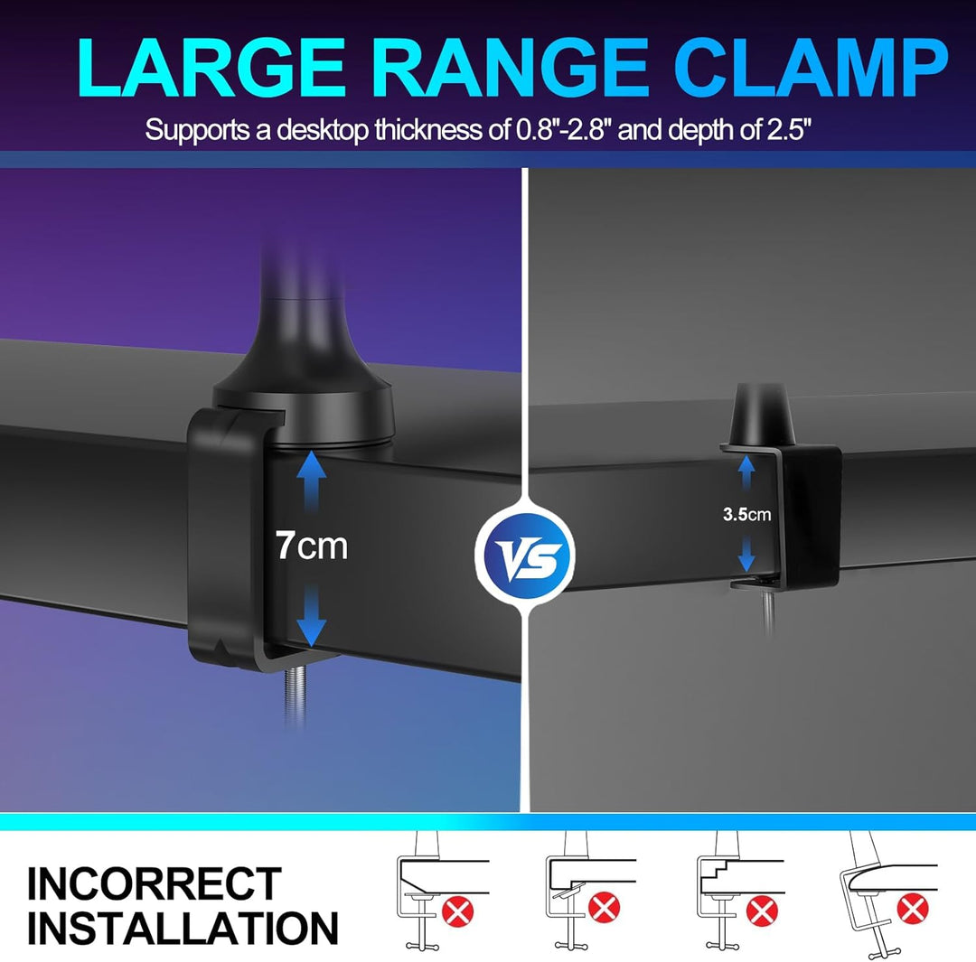 Low Profile Mikrofonarm, Verbesserter Mikrofonständer mit 7 cm Tischklemme, 3/8"- & 5/8"-Adapter, Mi