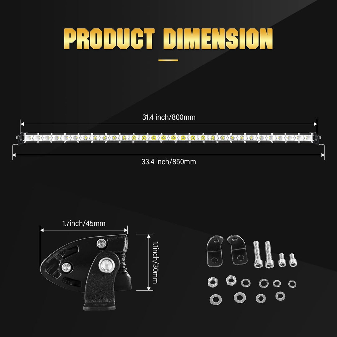 SKYWORLD LED Arbeitsscheinwerfer, 30 Zoll 80 cm 150W Spot Flood Combo Einreihig LED Balken LED Offro