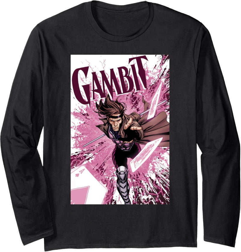 Marvel X-Men Gambit Card Throw Portrait Langarmshirt