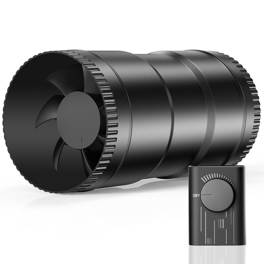 Hon&Guan 100 mm Rohrventilator Regelbar, 221 m³/h Rohrlüfter, Abluftventilator mit Stecker Upgrade C