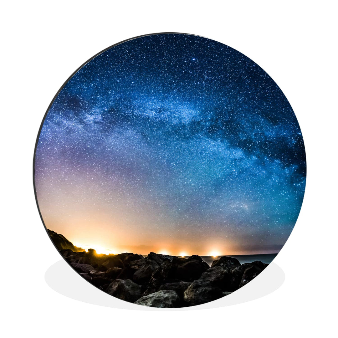 Wandbild Rund Wanddeko Deko Wohnzimmer Bilder 30x30 cm Galaxie - Universum - Sonne - Jungen - Mädche