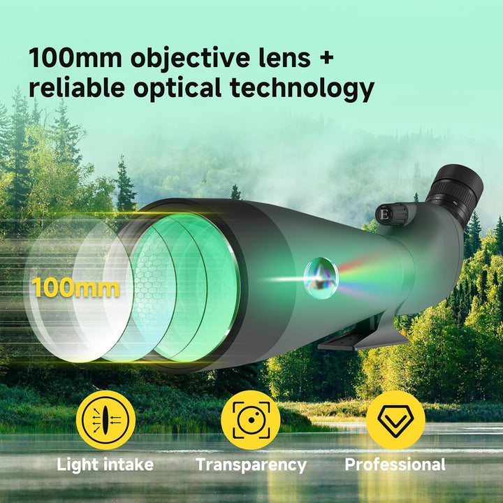 Svbony SV28 25-75x100mm Spektiv mit mit Stativ und 3-Achse Handy Teleskop Adapter, Helle und Klare B