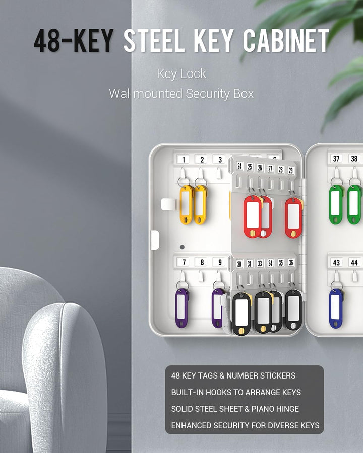 Uniclife 48 Position Schlüssel Kabinett mit Kombination Lock Resettable Weiss Digital Security Stora