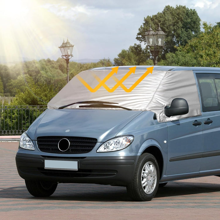 Externe Thermo Scheibenabdeckung passend für Mercedes-Benz Viano/Vito W639 2003-2014, Luxus Silber W
