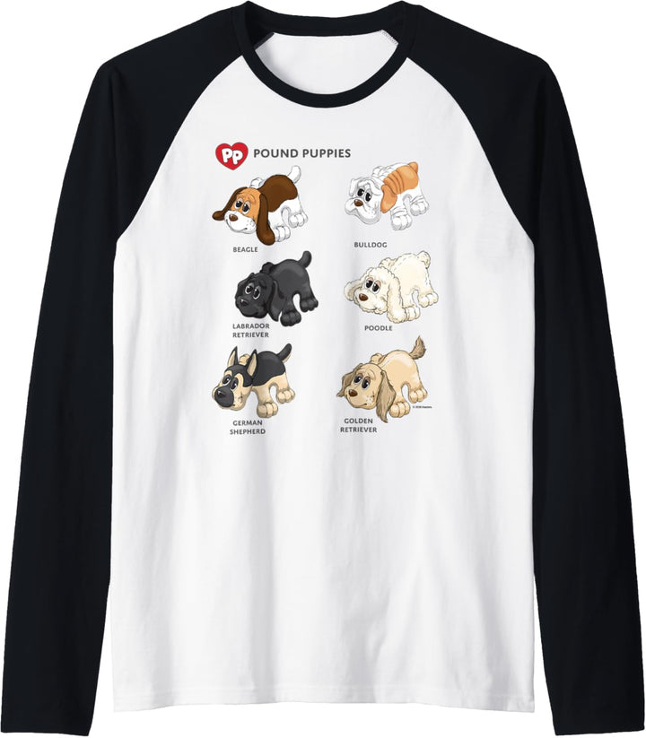 Pound Puppies Vintage Puppy Breed Textbook Raglan