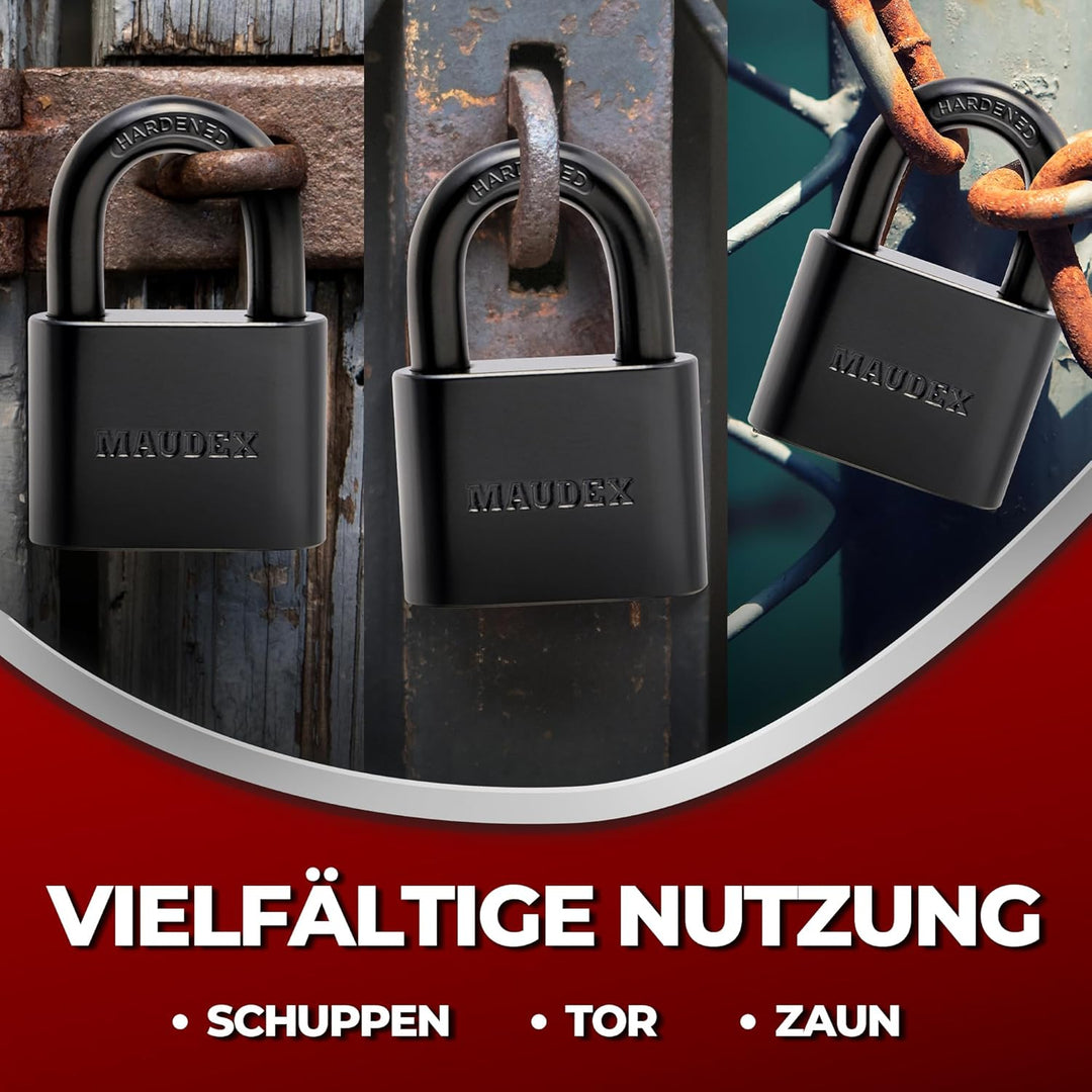 PBK50 Vorhängeschloss – Vorhängeschloss wetterfest mit 5 Schlüsseln, Messingzylinder & Beschichtung