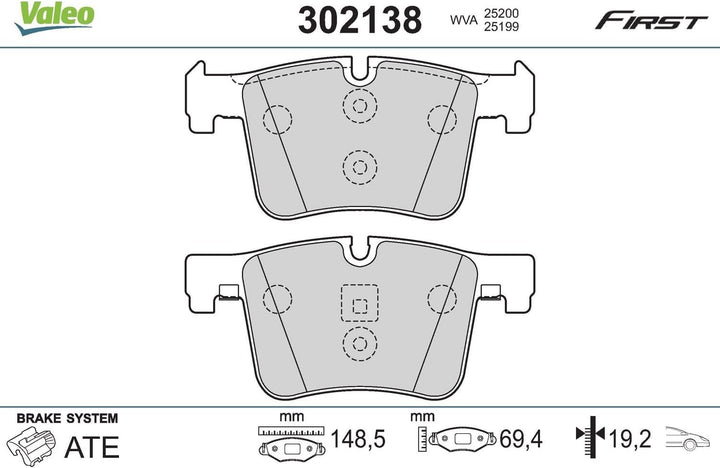 VALEO - Bremsbelagsatz - 302138-4er Set - Vorderachse - Voll ausgestattet mit montiertem und nicht m