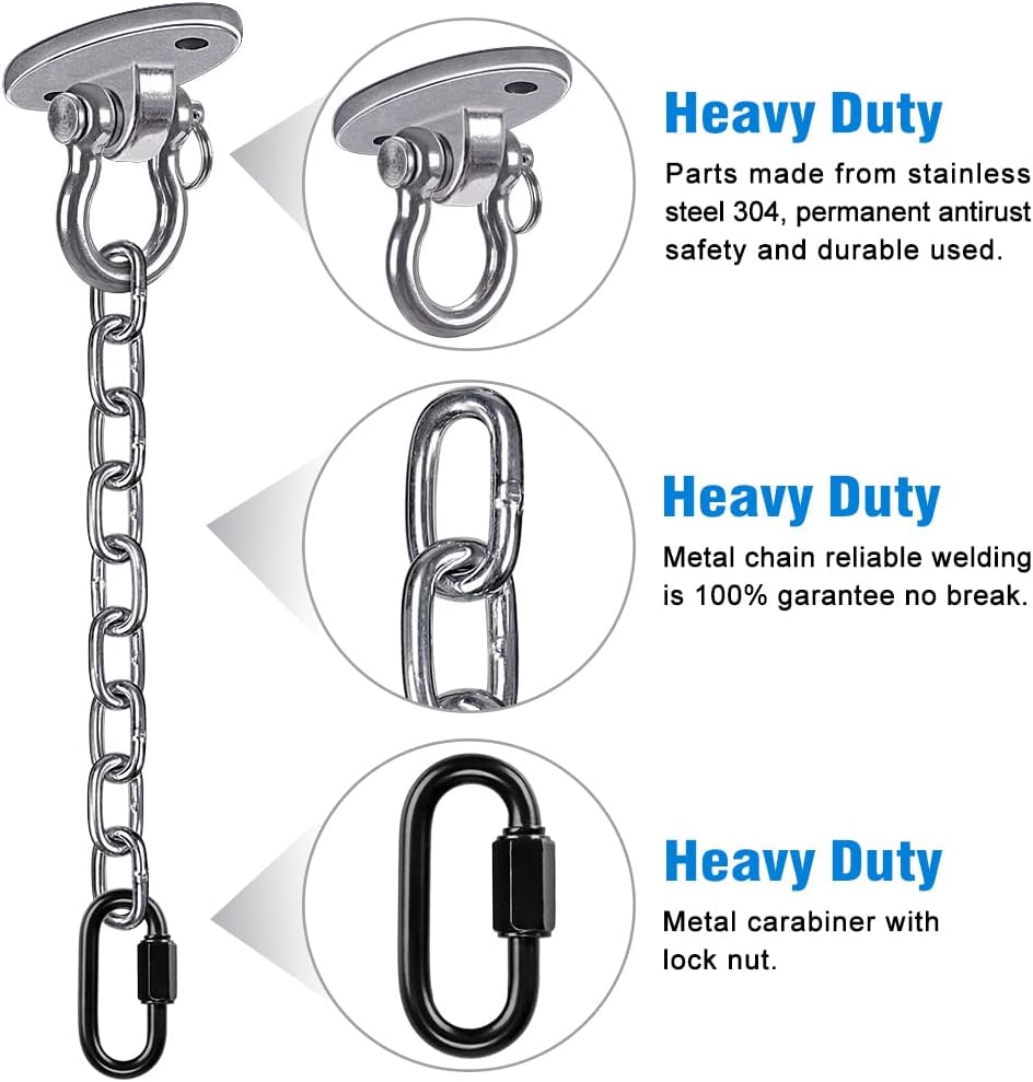 Besthouse Schaukel Haken Deckenhaken Hanging Kits, 360 Grad Edelstahl Deckenhaken Kapazität 450 kg m
