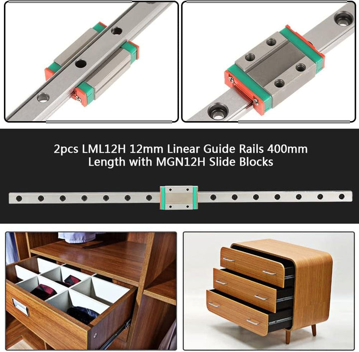 2 stücke LML12H Linearschienenführung LML12H 400mm Länge Linearschiene MGN12H Gleitblöcke Führungssc