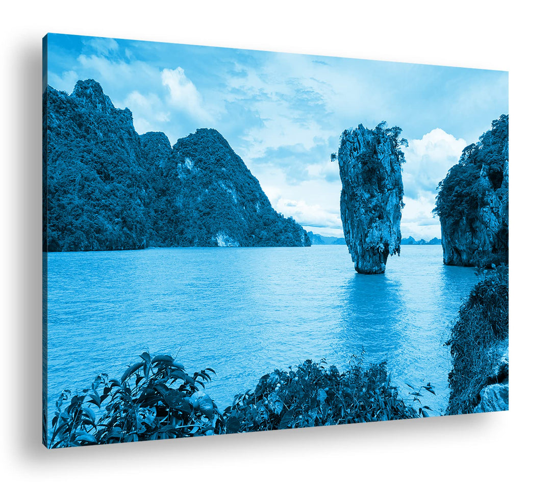 deyoli exotische Inseln in Thailand Format: 80x60 Effekt: Monocrome Blau als Leinwand, Motiv fertig
