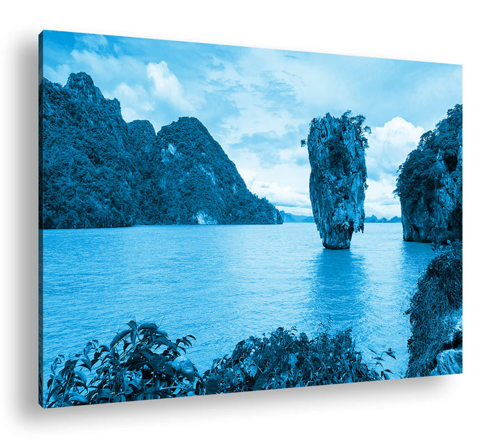 deyoli exotische Inseln in Thailand Format: 80x60 Effekt: Monocrome Blau als Leinwand, Motiv fertig