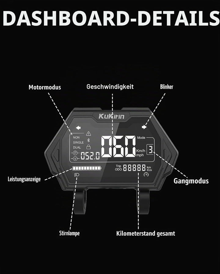 Bordbildschirm LCD 7 Pins Kompatibel mit Kukirin G2 Master (Version B) Kickscooter, Geschwindigkeits