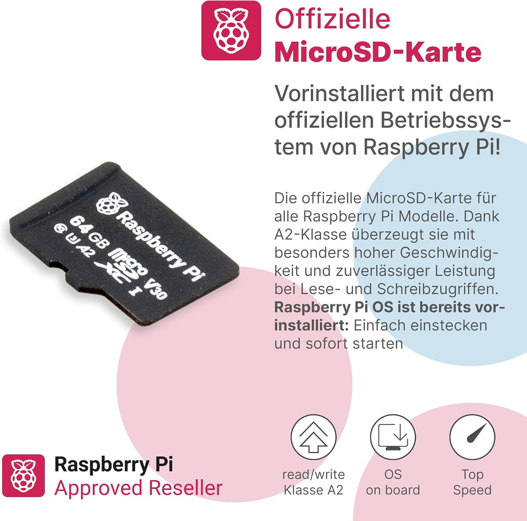 Raspberry Pi 4 Starterkit (8 GB RAM) Komplett-Set von BerryBase, MicroSD-Karte mit Raspberry Pi OS,