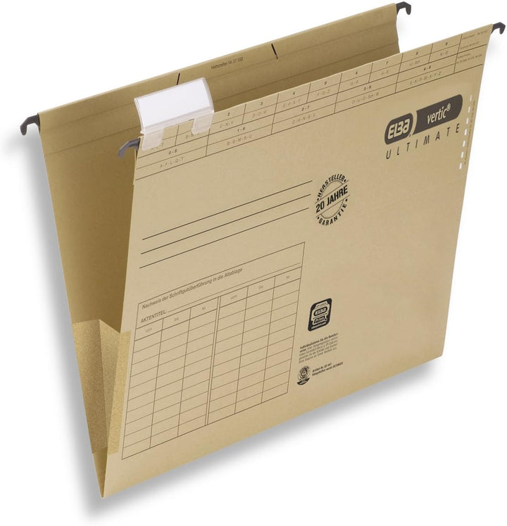 Elba Hängetasche A4, vertic Ultimate aus Karton, braun, 25 Stück seitlich geschlossen 25er Pack, sei