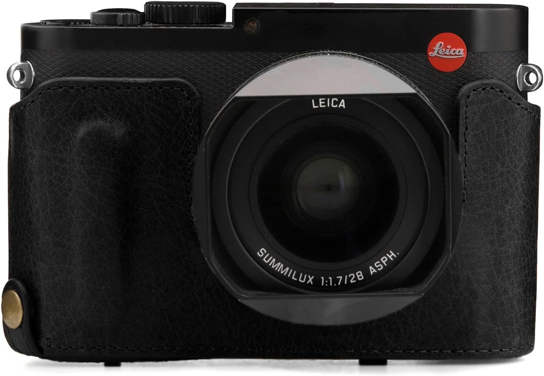 MegaGear MG1402 Leica Q-P, Q (Typ 116) Ever Ready Echtleder Kamera-Case mit Trageriemen - Schwarz, S