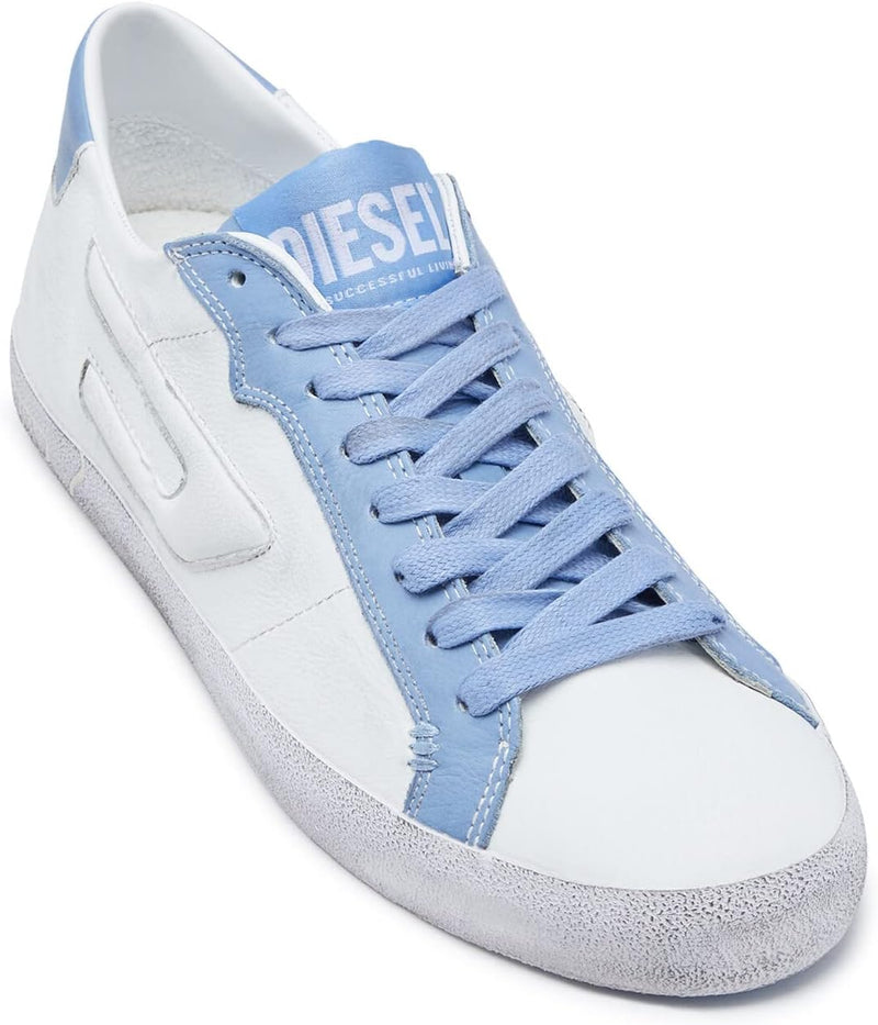 Diesel Herren Leroji Sneakers 35 EU White Placid Blue H9474 Low, 35 EU White Placid Blue H9474 Low