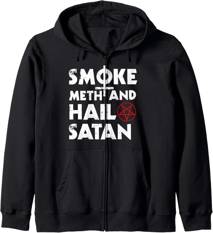 Smoke Meth Hail Satan Geschenk Okkulter Satanischer Teufel Kapuzenjacke