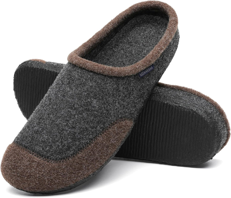 Mishansha Filz Hausschuhe Winter Bequem Filzpantoffeln für Damen Herren Gr.36-48 37 EU Dunkelbraun,