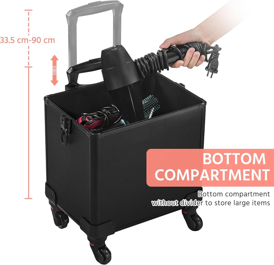 Yaheetech Alu Make-up Koffer Trolley 4-in-1 Kosmetikkoffer Beauty Case Transportkoffer 34 x 25,5 x 8