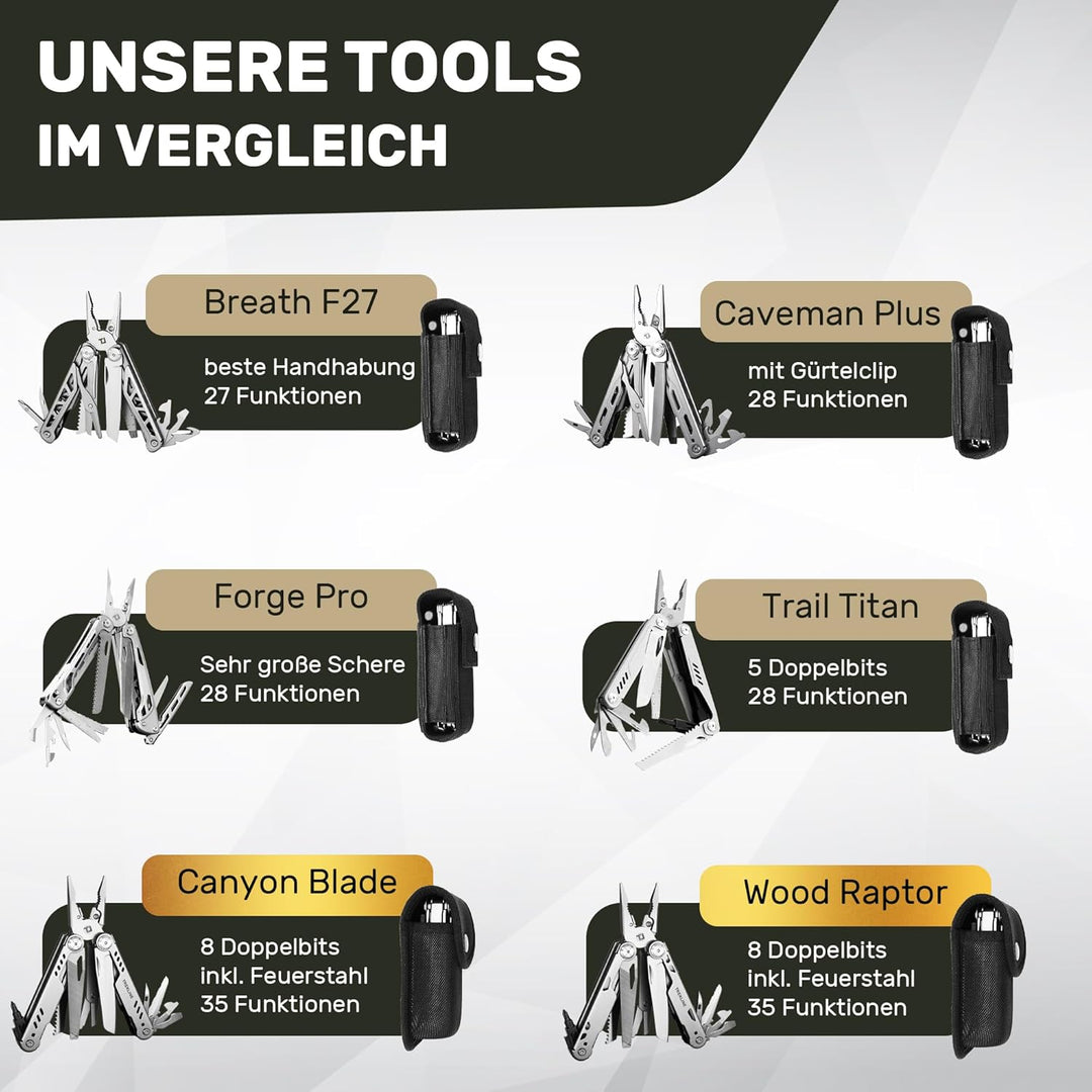 Premium Multitool Werkzeug [rostfreier Edelstahl] Survival Multifunktionsmesser perfektes Camping Zu