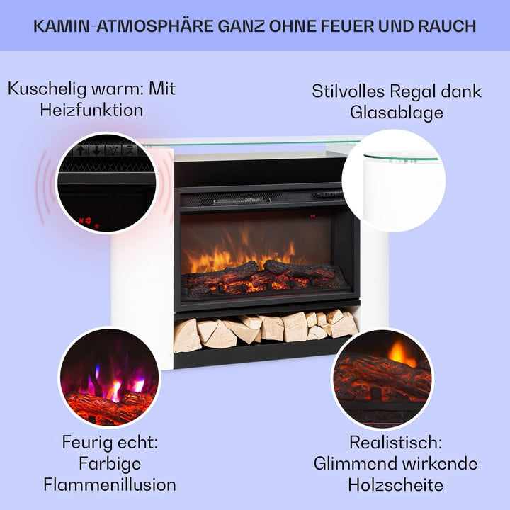 Klarstein Elektrokamin, Elektro Heizungen für Wohnzimmer & Innenräume, Elektrischer Kamin mit LED Fl