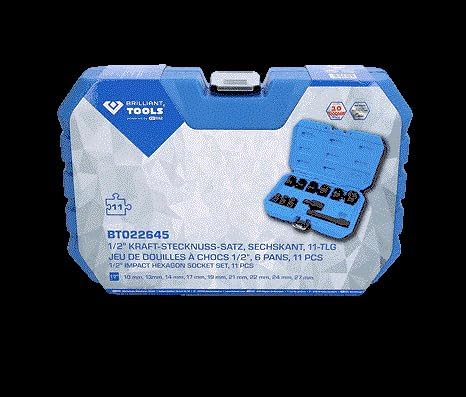 BRILLIANT TOOLS BT022645 1/2" Kraft-Stecknuss-Satz, sechskant, 11-TLG. [Powered by KS Tools]