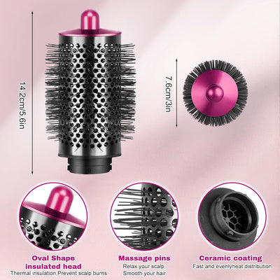 Grosse runde Volumenbürste für Dyson für Airwrap, Rundbürste Volumizer Aufsatzwerkzeug Rose Red, Ros