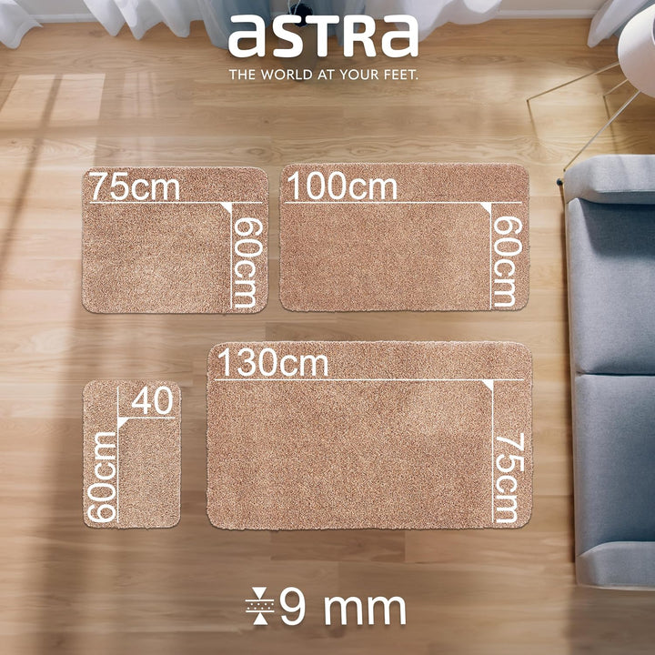 Schmutzfangmatte innen waschbar 2er Set 40x60 cm – Sauberlaufmatte beige 100% Baumwolle Türmatte - E