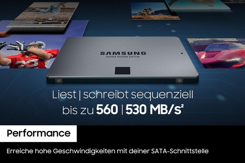 Samsung 870 QVO SATA III 2,5 Zoll SSD, 1 TB, 560 MB/s Lesen, 530 MB/s Schreiben, Interne SSD, schnel