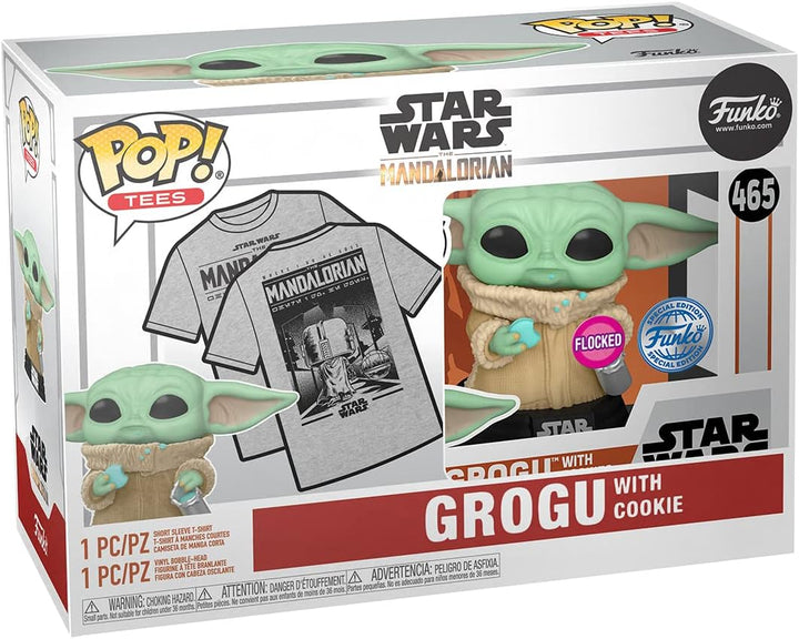 Funko Pop! & Tee: Mando - Grogu with Cookie (The Child, Baby Yoda) mit Cookie - Small - (S) - Star W