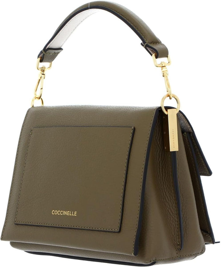 Coccinelle Louise Small Handbag Moss Green/Lambskin White