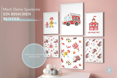 Papierschmiede® Bilder Kinderzimmer Kids Mood Poster Set Feuerwehr, Kinderzimmer Bilder Babyzimmer D