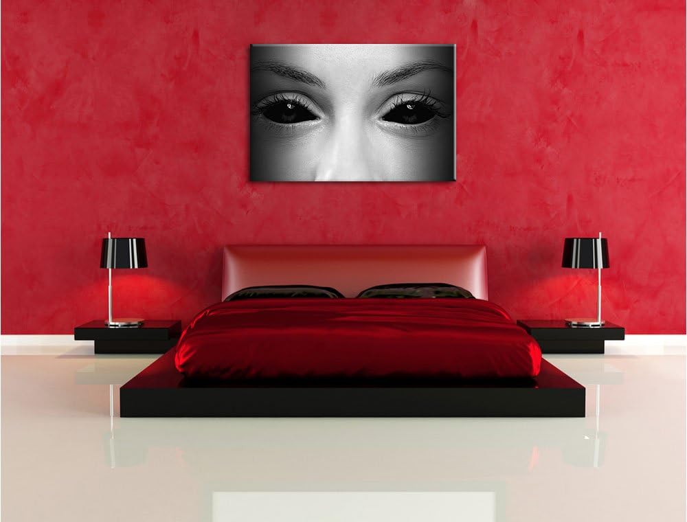 Pixxprint Böse Dämonenaugen Kunst B&W als Leinwandbild/Grösse: 100x70 cm/Wandbild/Kunstdruck/fertig