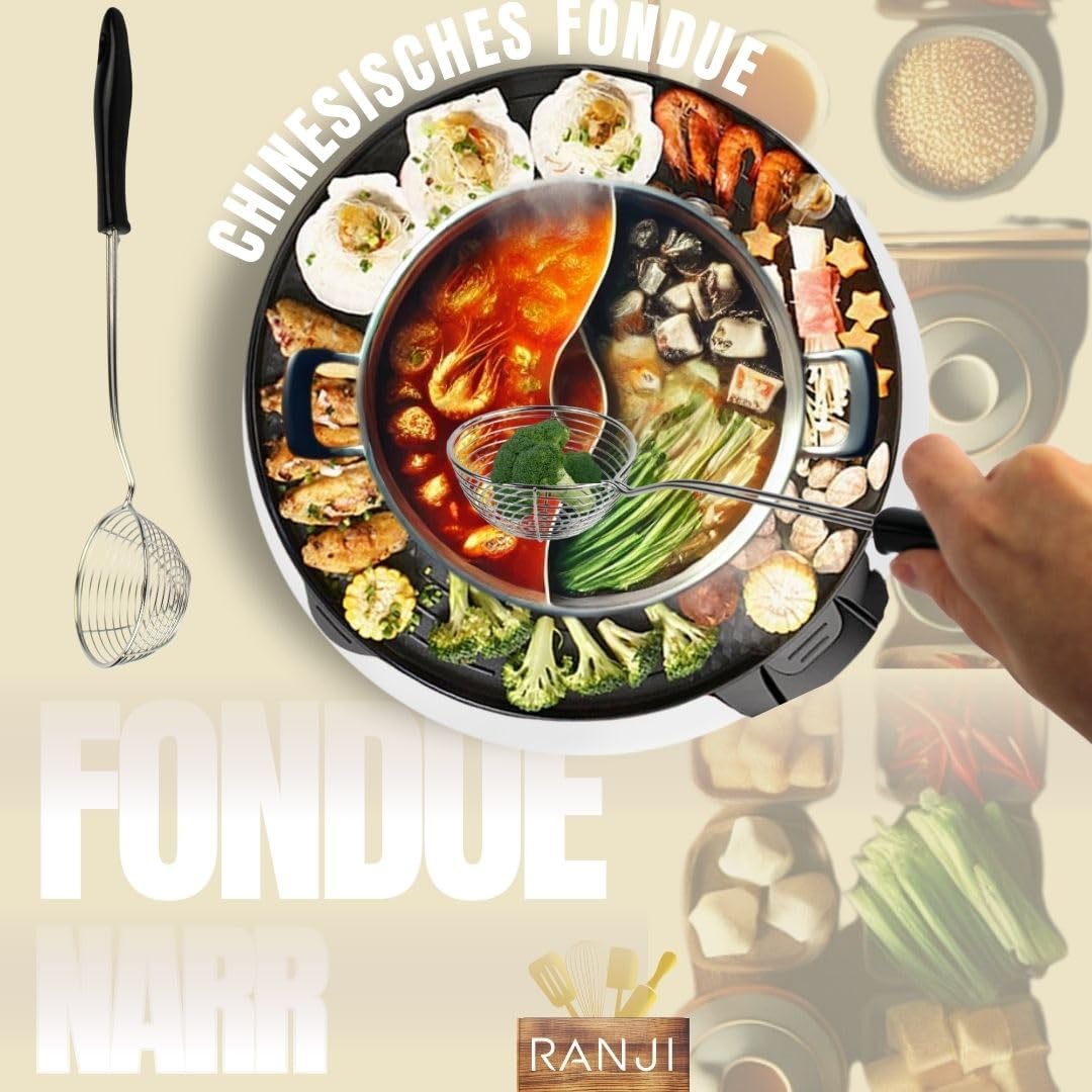 Ranji® Kescher für Fondue, Edelstahl, Pflegeleicht, perfekt für geschmolzene Abende (6 Stück)