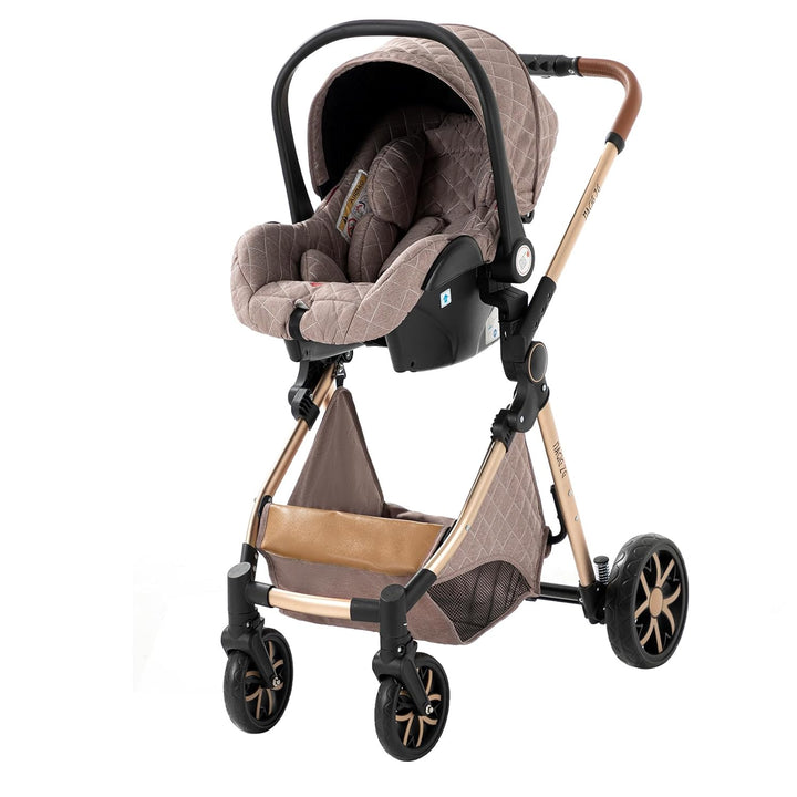 Nine point nine Kinderwagen 3 in 1, Kinderwagen Set mit Umkehrbarem Doppelschiebemodus, Kombikinderw