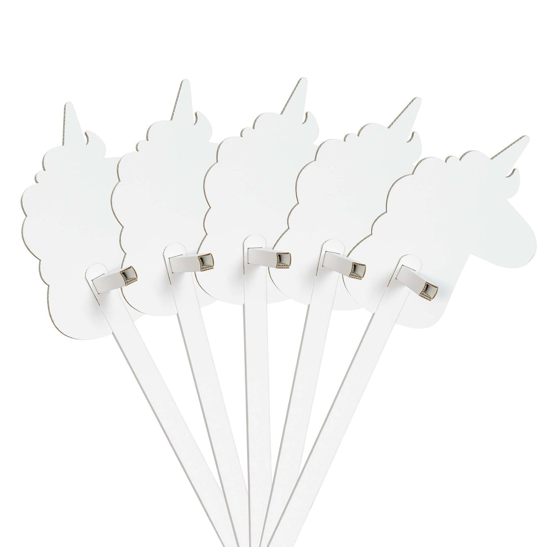 Steckenpferde aus Pappe 115 x 40 x 25 cm Hobbyhorse - Einhorn weiss zum Bemalen und Bekleben Set Ein