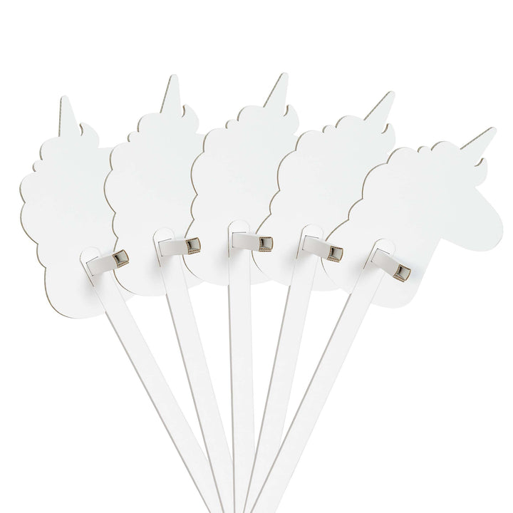 Steckenpferde aus Pappe 115 x 40 x 25 cm Hobbyhorse - Einhorn weiss zum Bemalen und Bekleben Set Ein