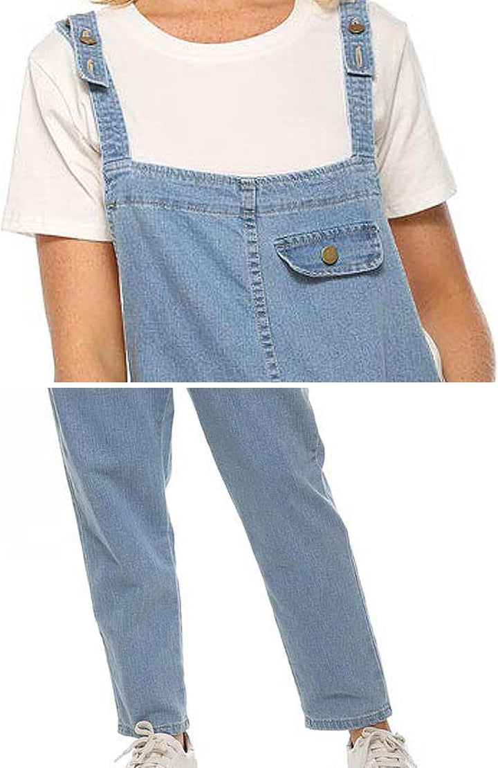 Damen Casual Loose Denim Latzhose Bib Verstellbare Jean Overalls Romper Jumpsuit Harem Hosen, Hellbl