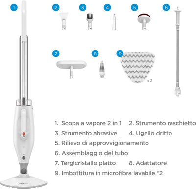 Midea MSM2115WW Dampfbesen, 10 in 1 Dampfreiniger, tötet 99,9% der Bakterien ohne chemische Rückstän