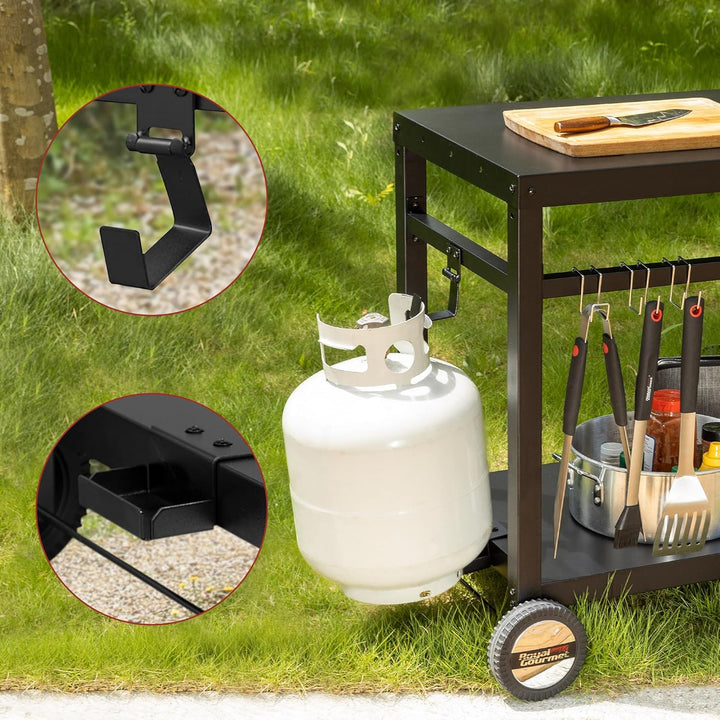 Royal Gourmet Grillwagen Grilltisch Outdoor Beistelltisch Garten Trolley Outdoorküche Multifunktione