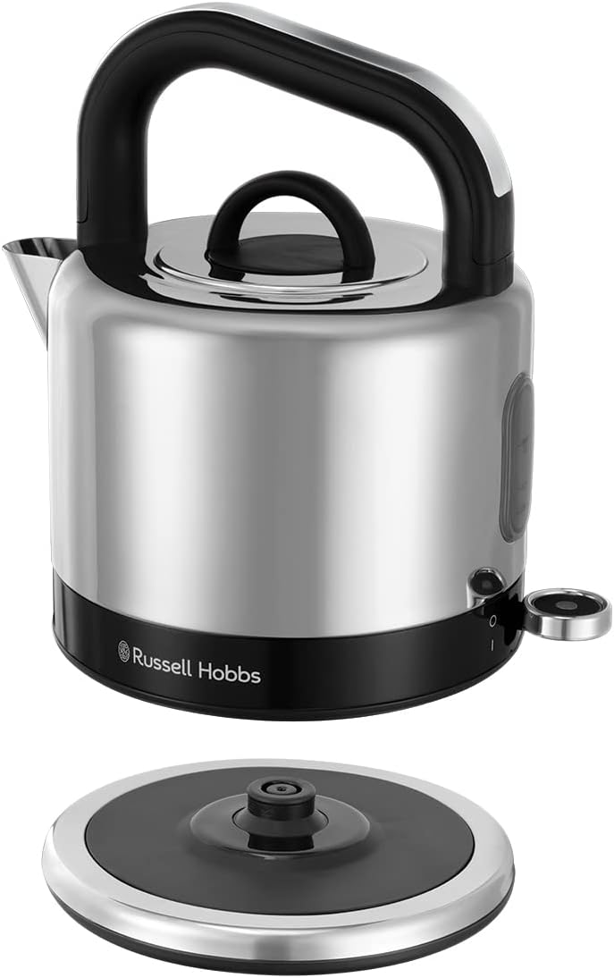 Russell Hobbs Wasserkocher [1,5l] Distinctions Edelstahl Schwarz (Schnellkochfunktion, herausnehmbar
