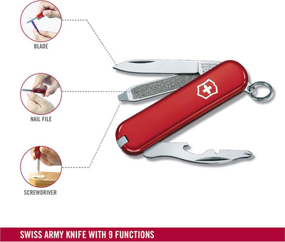 Victorinox Rally, Schweizer Taschenmesser Mini für Schlüsselanhänger, Swiss Army Knife, 9 Funktionen