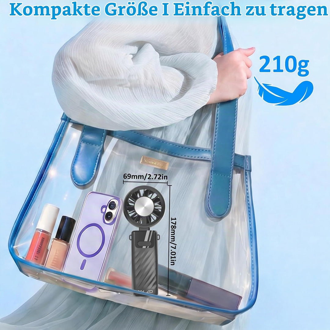 ELZO Tragbarer Turbo Handventilator mit Kühlfunktion,5000mAh Aufladbar 4 in 1 mini Ventilatoren,24H