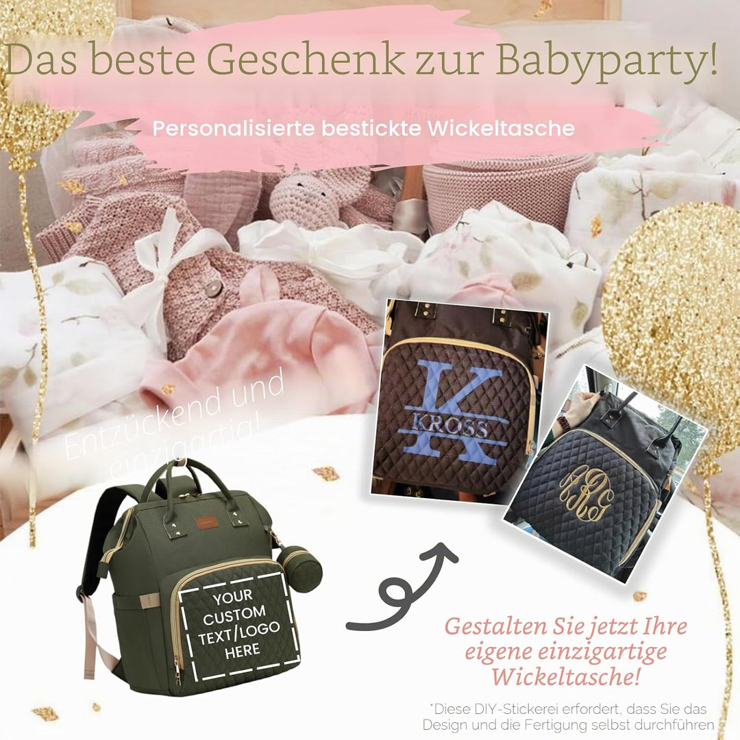 Wickelrucksack Gross - Baby Wickeltasche Rucksack Wasserdicht & Leicht mit Wickelunterlage, Schnulle