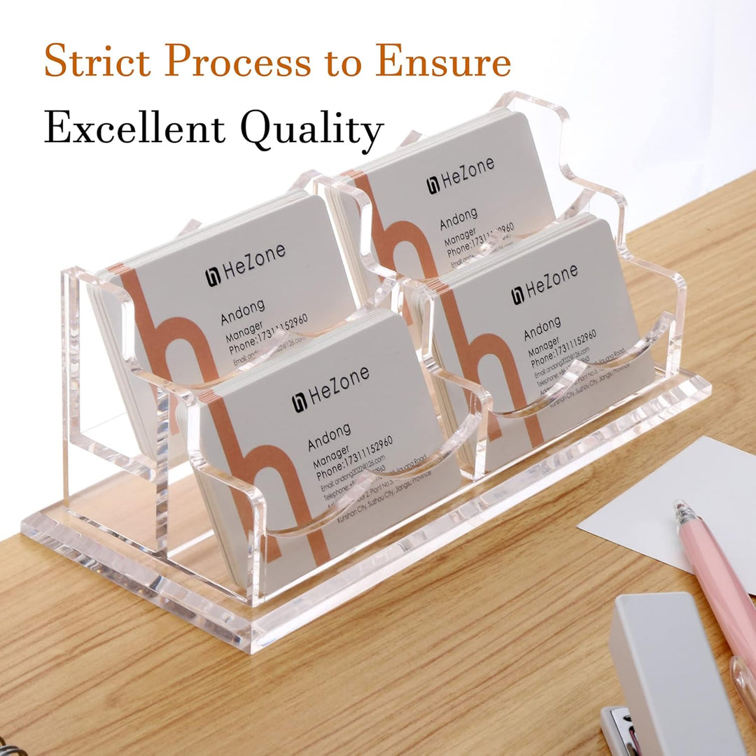 Visitenkartenhalter Display für Schreibtisch 4 Fächer, klares Acryl Visitenkartenständer Rack mit 1