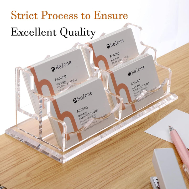 Visitenkartenhalter Display für Schreibtisch 4 Fächer, klares Acryl Visitenkartenständer Rack mit 1