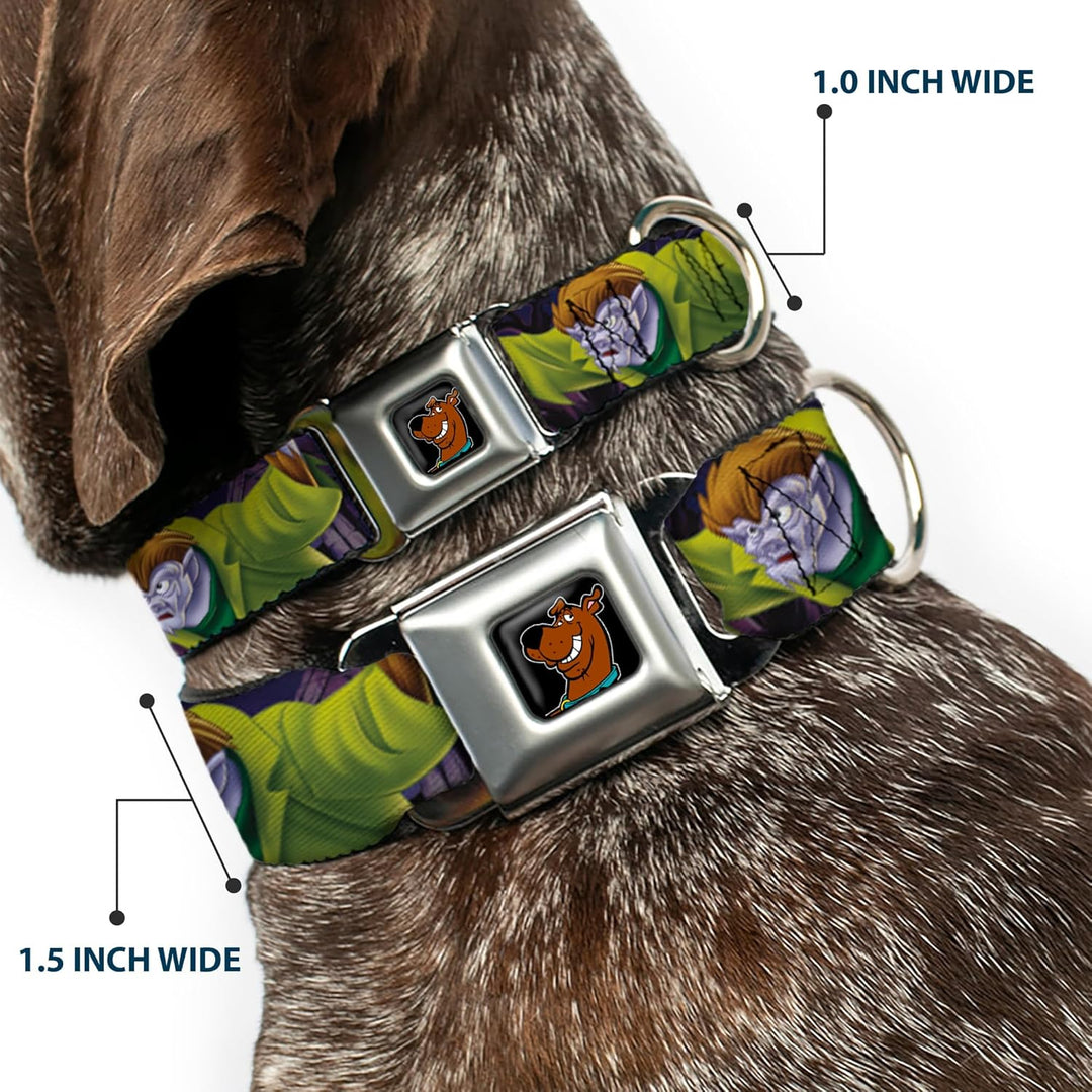Buckle-Down 22,9–38,1 cm sdc-Scooby DOO Face Full Color Schwarz Hund Halsband M - Fits 11-17" - 1.0"
