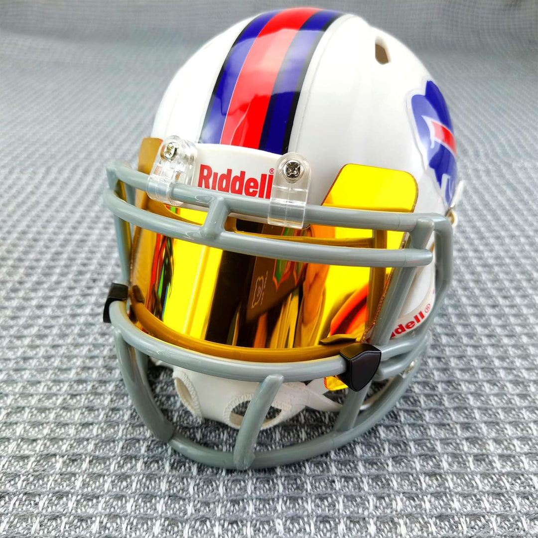 Mini Football Helmet Visor Clear with Clips Universal Fit for Collectors and Display Mirro, Gold, Mi