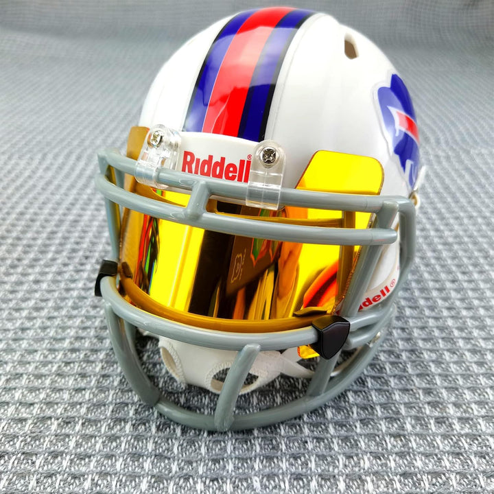 Mini Football Helmet Visor Clear with Clips Universal Fit for Collectors and Display Mirro, Gold, Mi