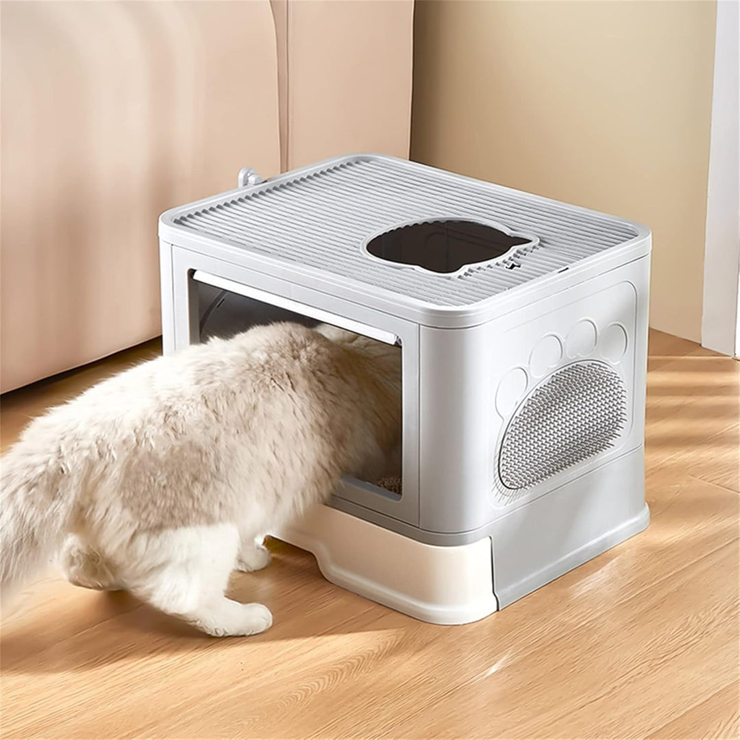 Homewell Katzentoilette mit Deckel und Schaufel, Katzenklo Schrank Schublade Design, Multifunktional